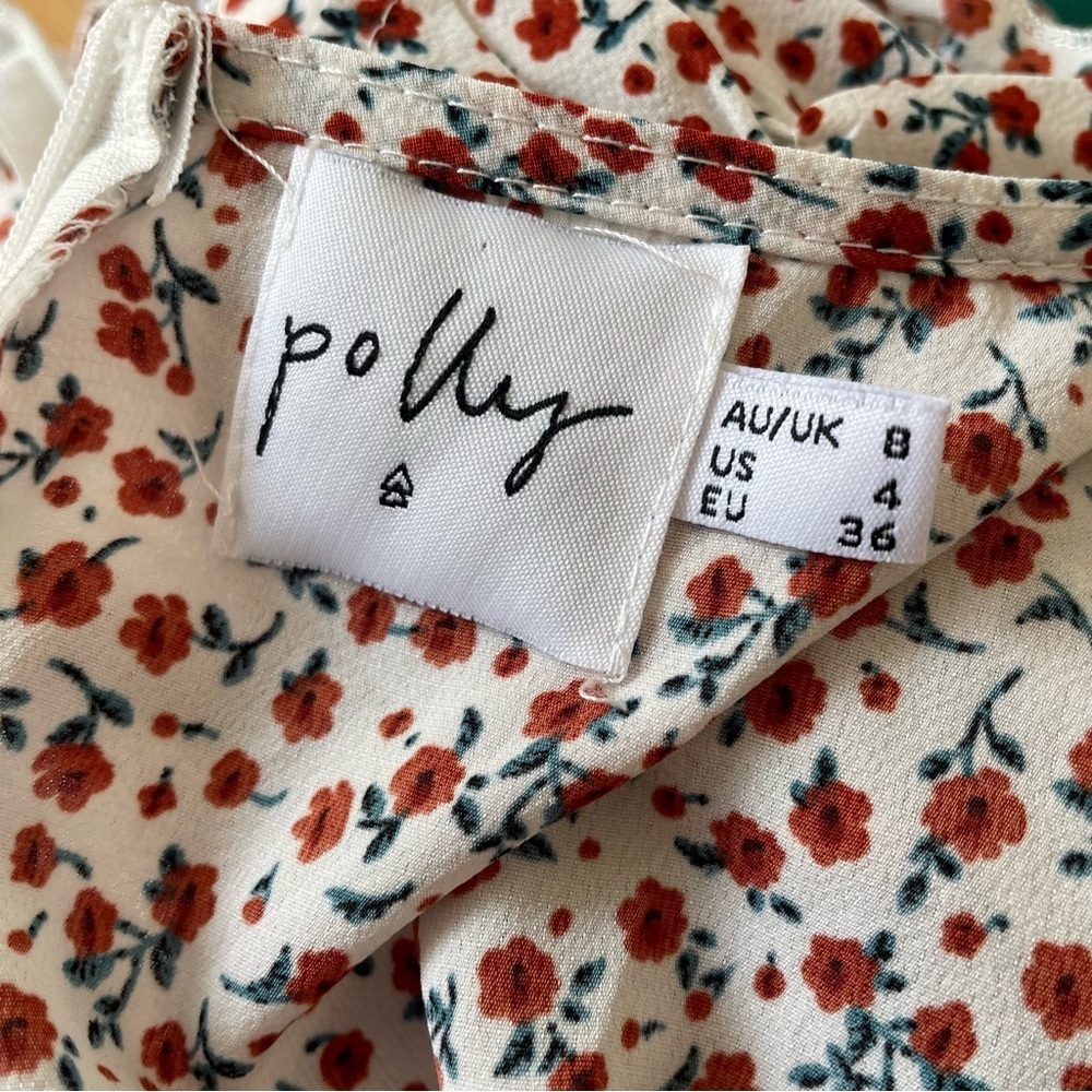 Princess Polly Mica White Floral Ruffle Cap Sleeve Tie Front Mini Dress EUC Sz 4 - Picture 9 of 12
